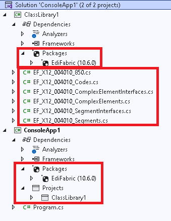 Console project referencing the template class library