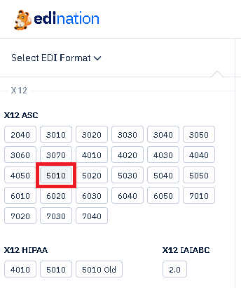EdiNation with X12 005010 selected