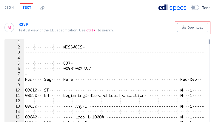 edi spec text