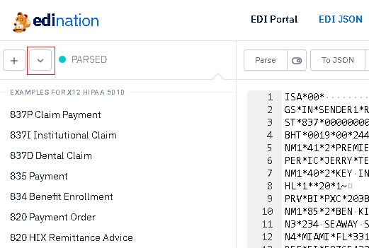 edi json examples