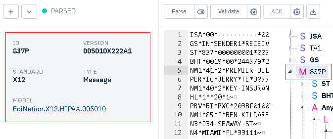 edi file debug message
