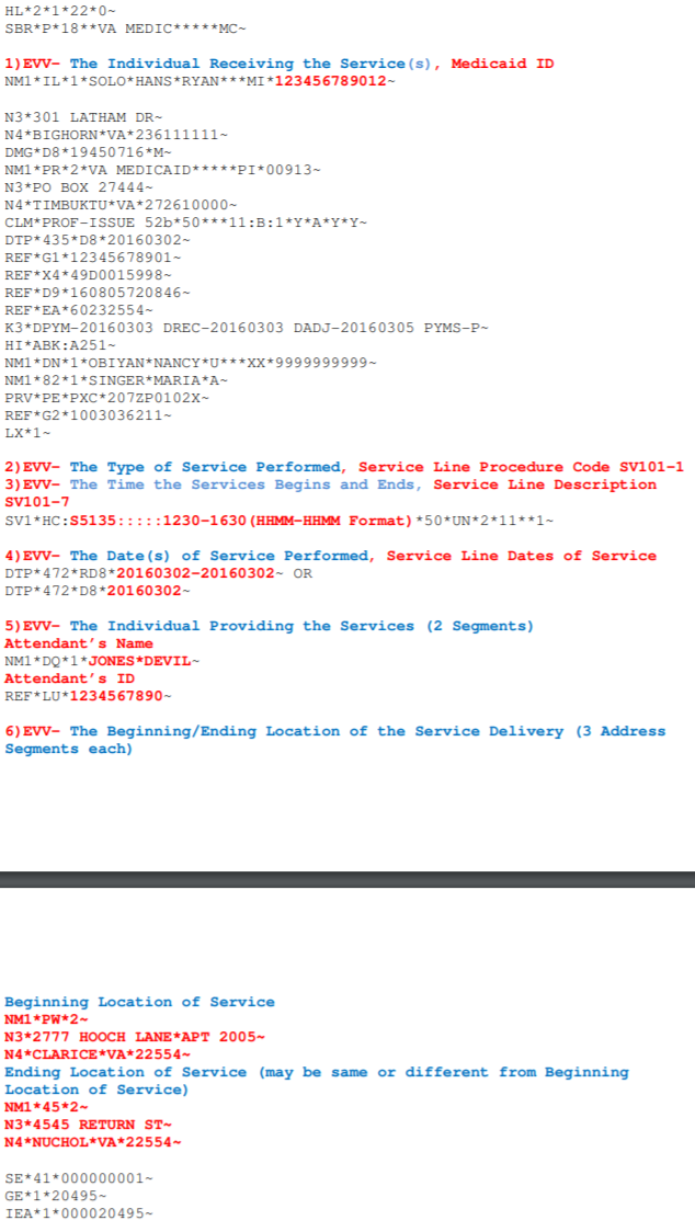 hipaa evv 837p